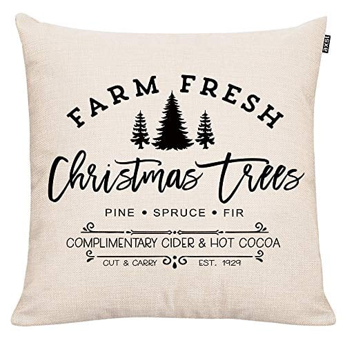 GTEXT Farmhouse Christmas Pillow Cover Farm Fresh Trees Throw Pillow Cover Cushion Cover Case for Couch Sofa Home Decoration Cotton 20 X 12 Inches GTEXT Farmhouse Christmas Pillow Cover Farm Fresh Trees Throw Pillow Cover Cushion Cover Case for Couch Sofa Home Decoration Cotton 20 X 12 Inches